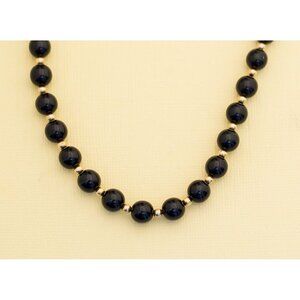 Vintage Gothic Black Beaded Necklace 18 Inches by Monet i9